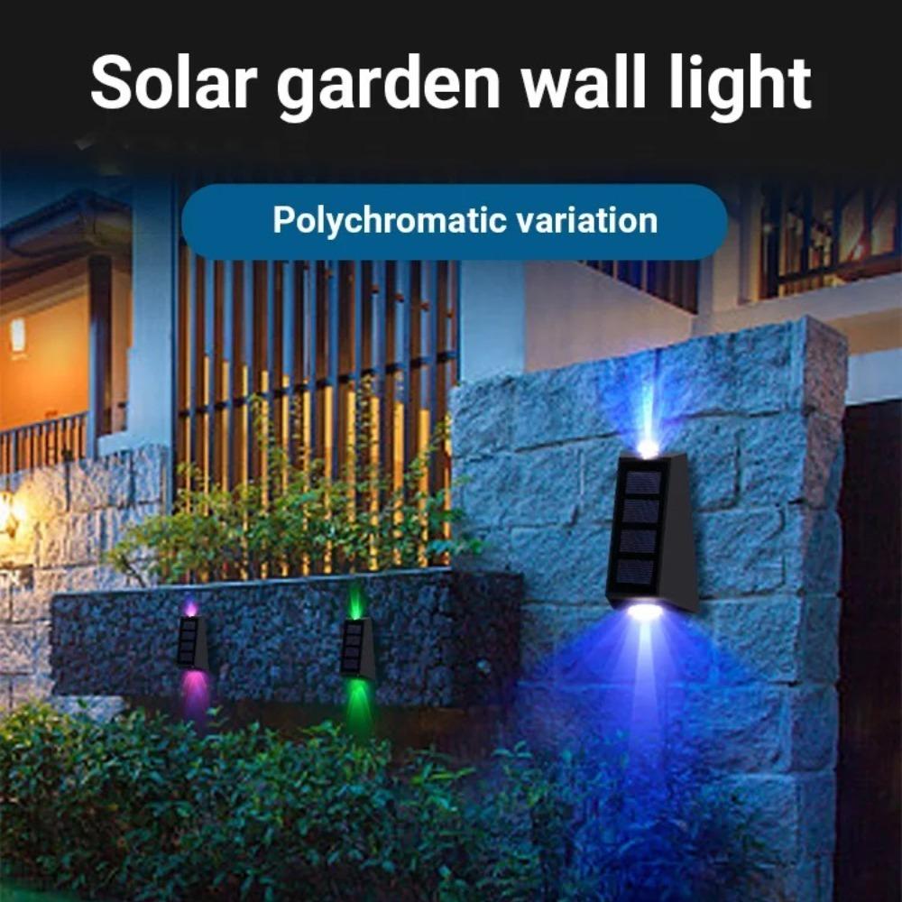 4Pcs Solar Wall Lights Outdoor Garden Decoration Home Lamp Double Color Waterproof Up Down Solar Light Up All Day for Fence Patio