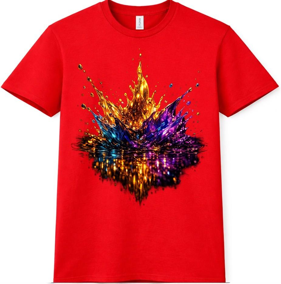 Paint Splash T Shirt Colorful Liquid Water Explosion Graphic Tee 4XL