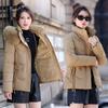 Removable Cap Cotton-padded Coat Women's Short Winter Thickened Big Fur Collar Jacket