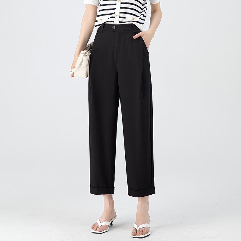 

Han Shi Yi Ren High-Waisted Loose Straight-Leg Slimming Women s Summer Pants 29 чорний