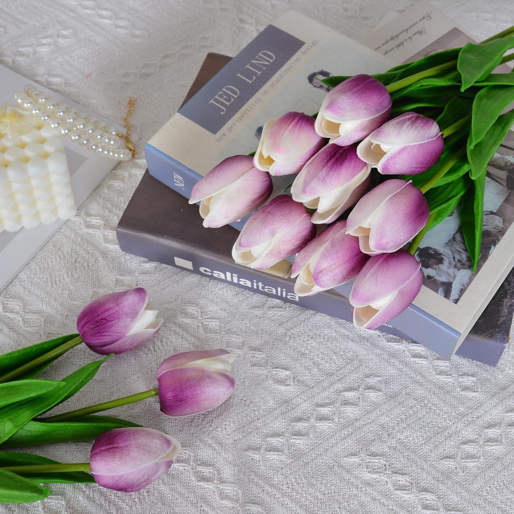 30 Stück Künstliche Tulpen 34cm Real Touch PU Kunstblumen Tulpenstiele für Hochzeit Frühlingsstrauß Blumengesteck Zuhause Büro Party Dekoration