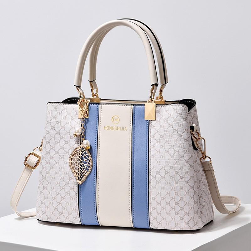 Korean Style Color Block Print Women's Large Capacity Shoulder Crossbody Handbag