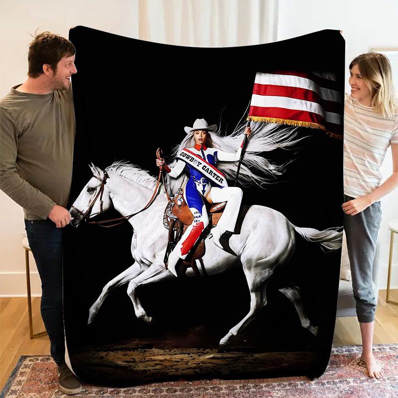 1Pc beyonce Print Flannel Blanket, High quality Comfortable for All Seasons, Warmth and Comfort, Perfect for Christmas Gifts