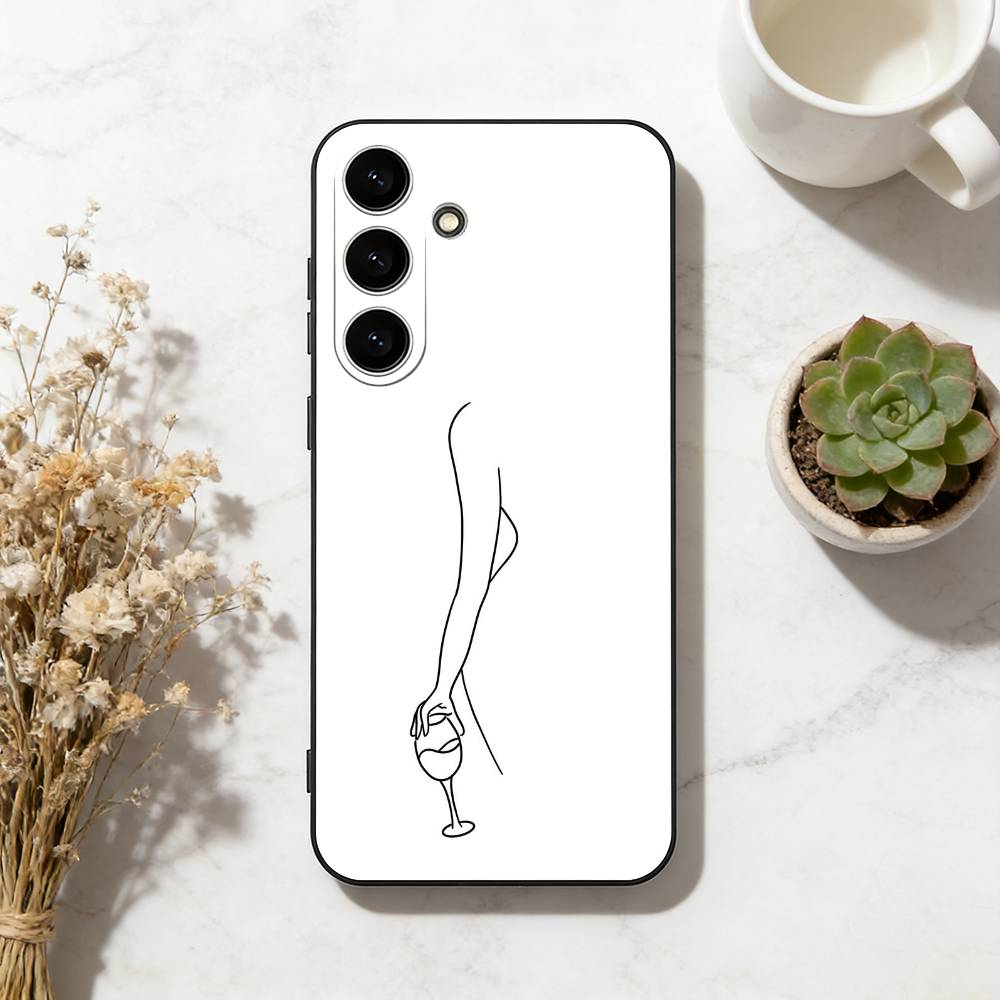 Sex Couple Lovers Line Body Phone Case For Samsung Galaxy A73,A72,A71,A70,A53,A52,A51,Soft Black Shell