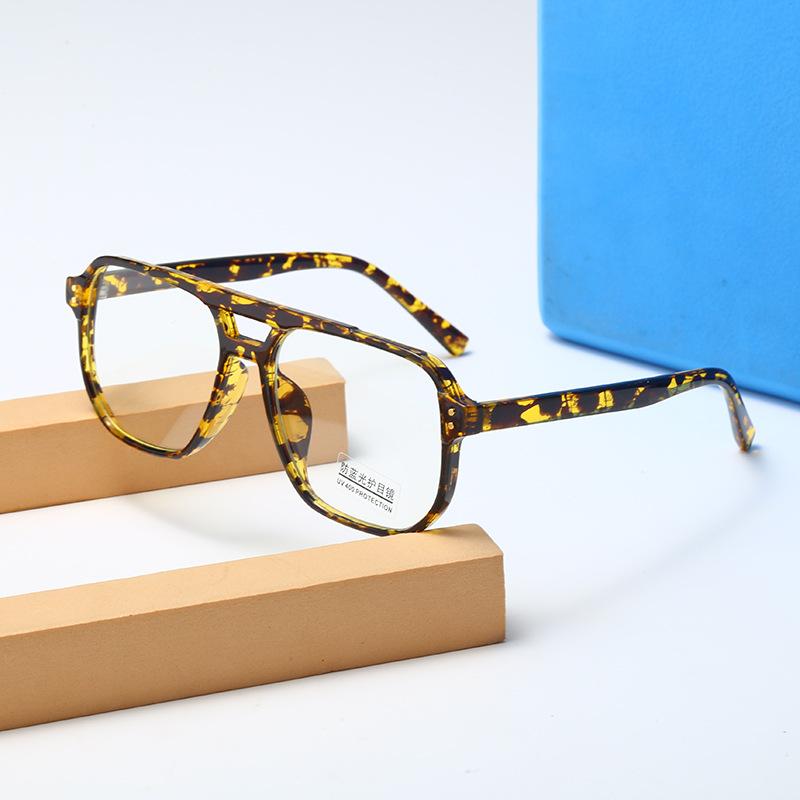 Optical Mirror Men'S Retro Anti-Blue Glasses Large Frame Double Beam Glasses Frame Can Be Equipped With Myopia