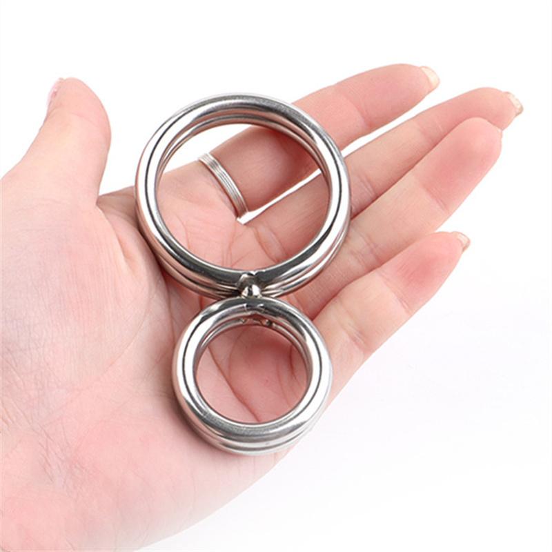 Stainless Steel Penis Cock Rings Testis Restraints Ball Scrotum Stretcher Male Delay Ejaculation Adult Sex Toys for Men Erection