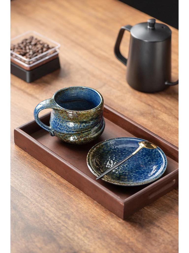 Retro Ceramic Kiln-Glazed Mug & Saucer - Customizable Logo