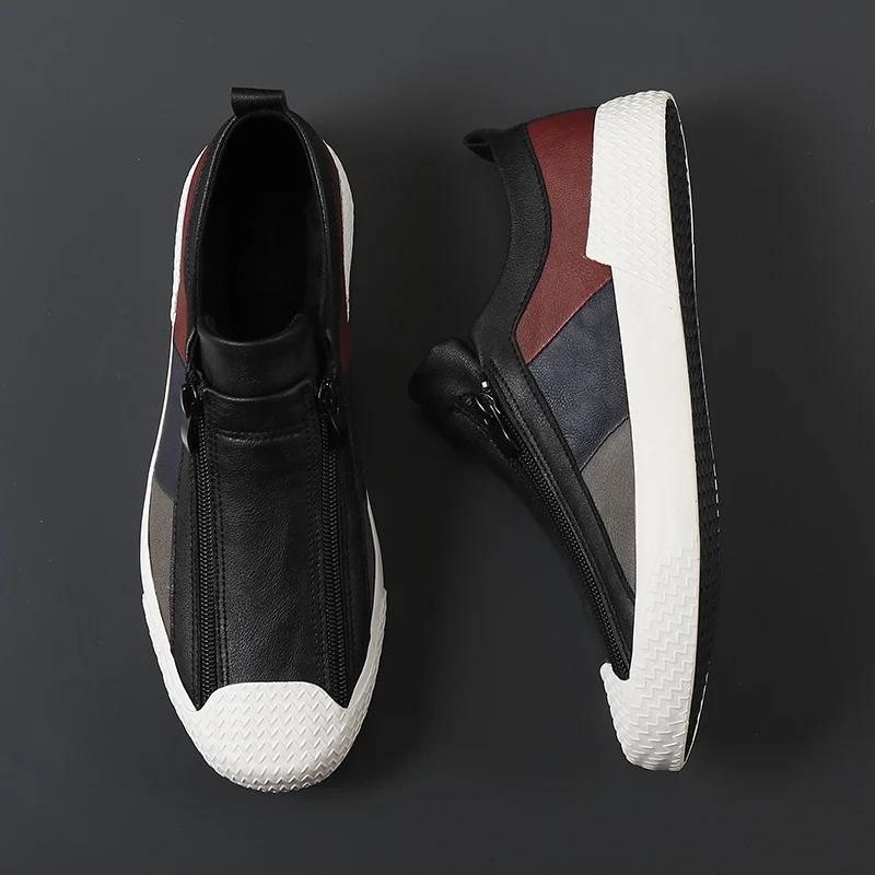 Leather Men Casual Shoes Business Brand Italian Mens Loafers Breathable Slip on Boat Soft Driving Shoes