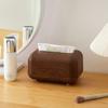 1Pcs with Spring Inside Tissue Box Large Capacity Napkin Dispenser Tissue Storage Box Shell Wood Grain Plastic Paper Box Holder