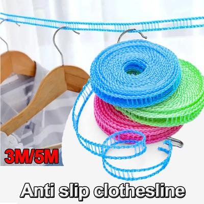 Taşınabilir Çamaşır İpi Geliştirilmiş Kalınlaştırılmış Kaymaz Rüzgar Geçirmez Kurutma İpi Giysi Asma İpi Dış Mekan Kamp Aksesuarları
