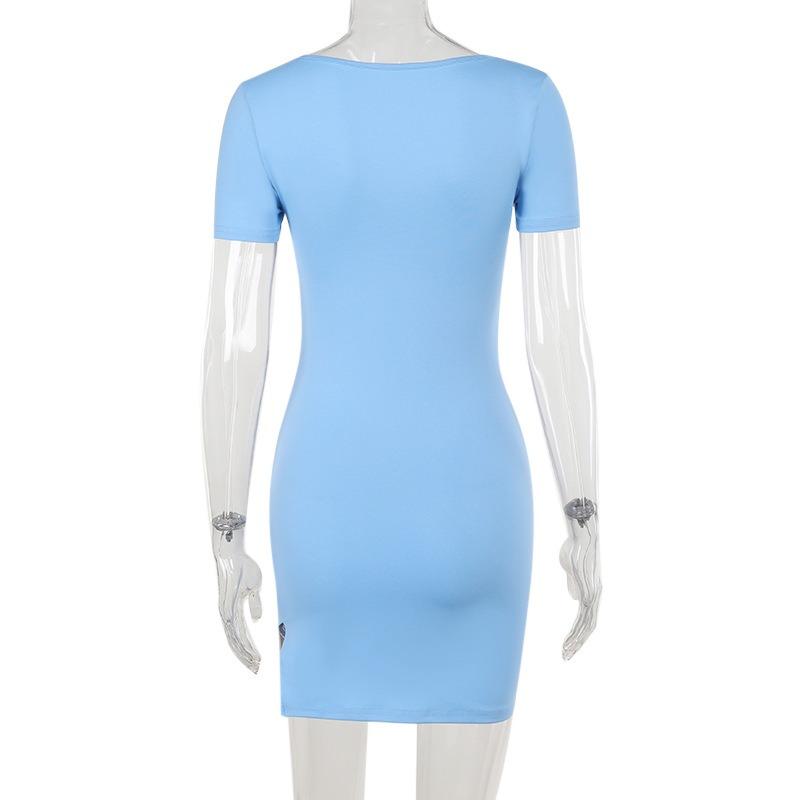 Autumn Temperament Slim Sexy Lace Breast Cup Short-sleeved Slit Dress