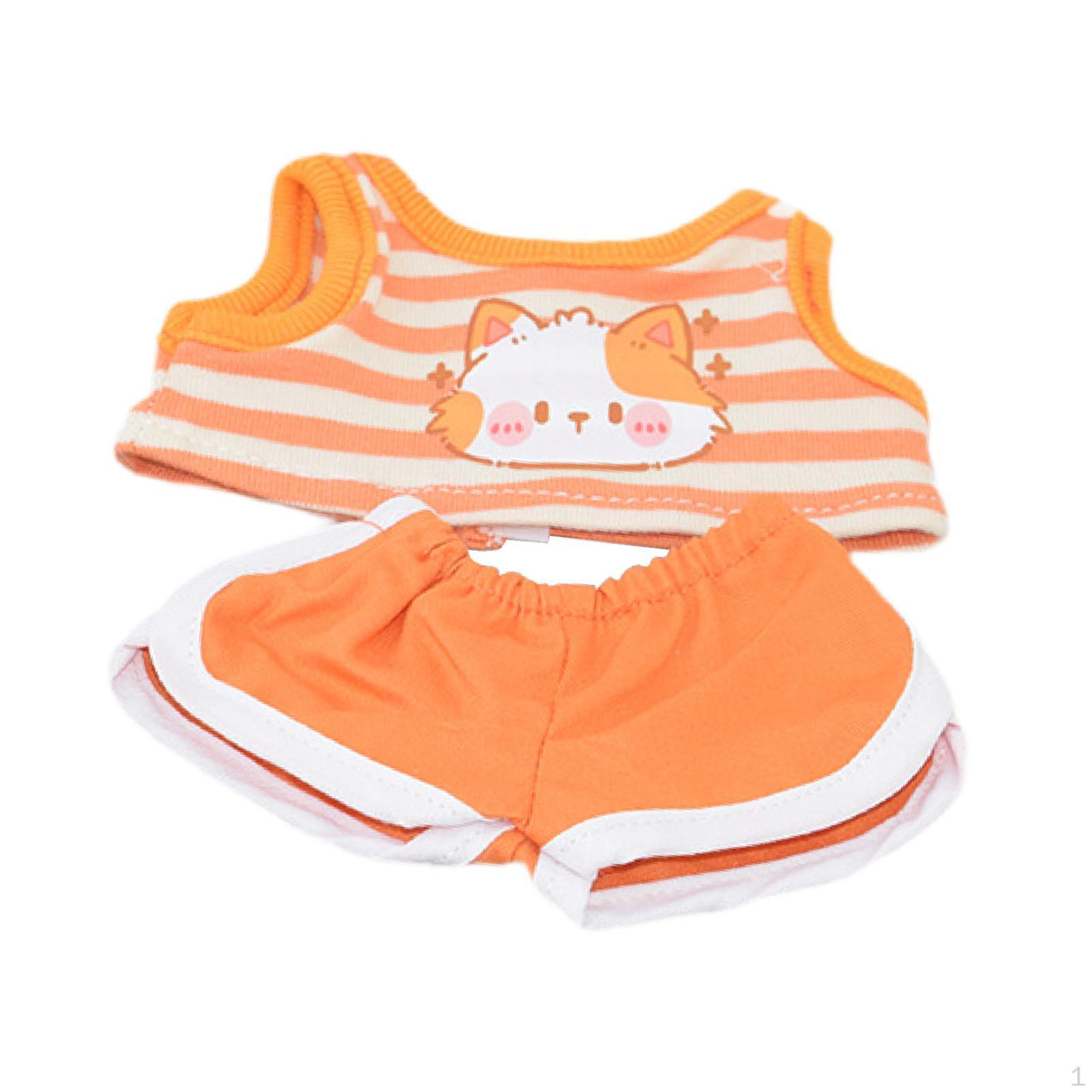 

17 см Кукольная одежда Одежда Фото реквизит Костюмы Мягкая одежда Милый топ и брюки наряд оранжевый