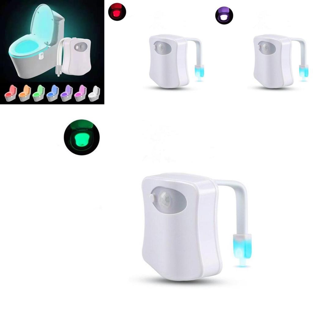 Smart Geometric Toilet Night Light With Abs Cover And 8 Color Leds For Bathroom Use