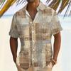 Men's Geometric Color Block Patchwork Shirt Button Up Shirt Short Sleeve Fashion Casual Vacation Holiday Summer