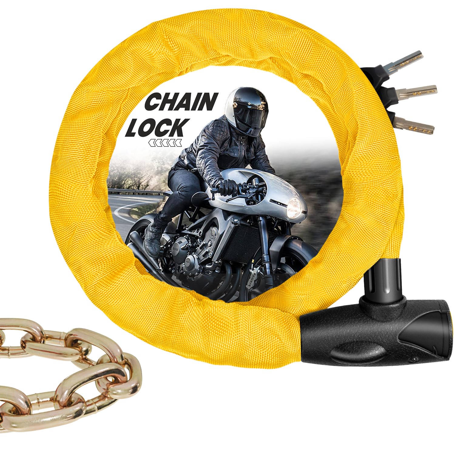 

Moon River Bike Chain Lock with 3 Extra for Bicycles and Wire Lock Lock, Heavy-Duty Anti-Theft Keys, Thick, Multi-Purpose, Motorcycles, Rust-Resistant