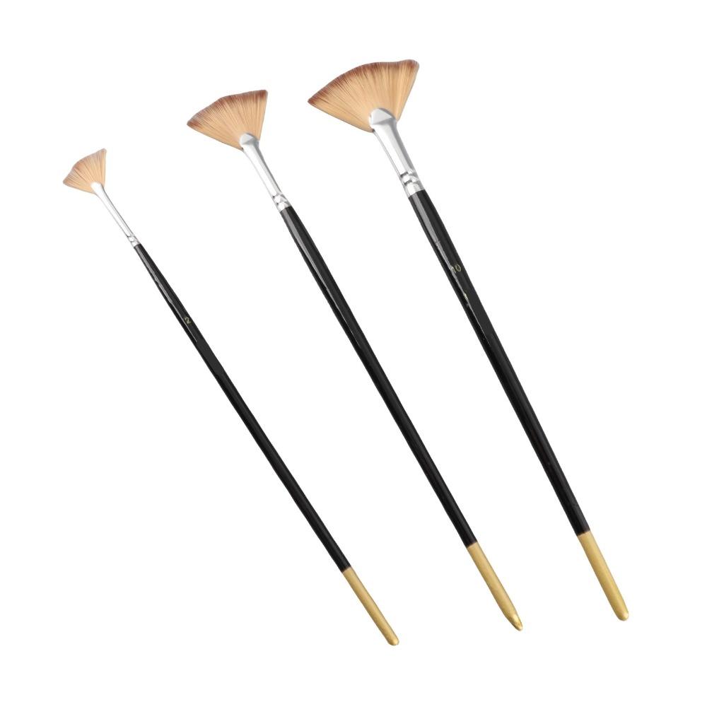 6pcs Nylon Hair Fan Paint Brush Set Soft brush strands Grainer Brush Set Gouache Painting