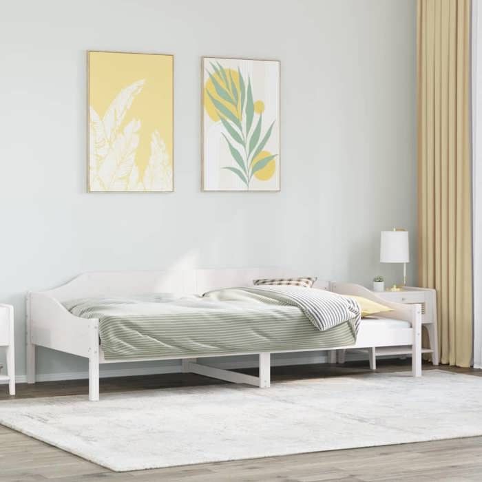 VidaXL Cadre de lit Blanc 90x190 cm Bois de pin massif, meuble de chambre à coucher, sommier, lit en bois, lit, lit simple 850918