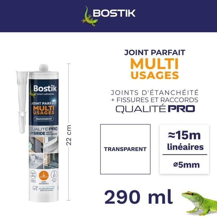 Mastic Étanchéité Joint Parfait Multi-Usages BOSTIK Transparent Forte Adhérence Intérieur et Extérieur - cartouche 280 ml