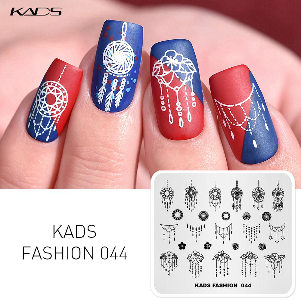 kads Mode 044 Nail Art Stempelvorlage Rechteck Politur Stempeln Hübsche Maniküre Kunstplatte Handbemalt Dekorative Nagelstempel Schablone