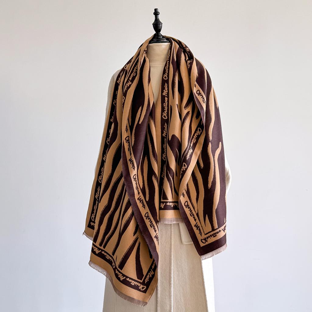 Luxury Cashmere Shawl New Streak Two-Sided Soft Warm Fringe Pashmina Scarf Winter Coldproof Windproof Blanket Wrap for Women