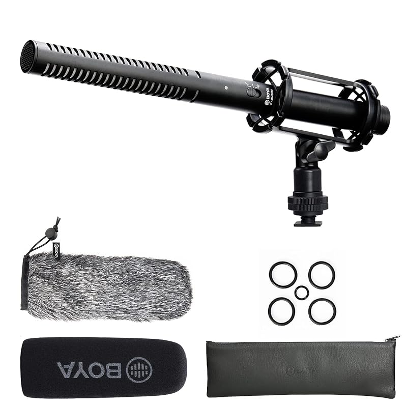 

BOYA BY-BM6060 shotgun microphone condenser microphone Super unidirectional microphone Aluminum alloy construction 3 pole XLR 24-48V phantom power low