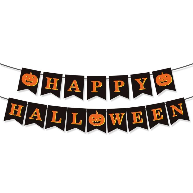 Banderas de Feliz Halloween Banderas de Halloween Decoraciones para Fiestas de Halloween Telón de Fondo para Truco o Trato Guirnalda Exterior Interior
