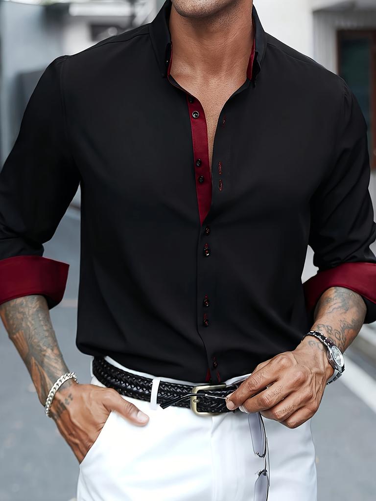 Spring And Autumn Men'S Long Sleeve Shirt