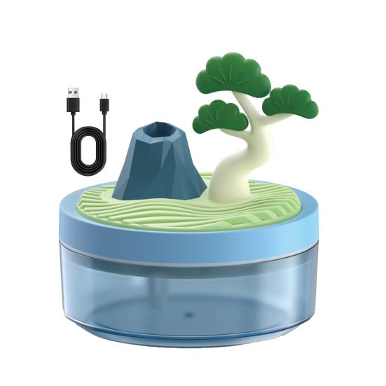 Mini Desk Humidifier with Landscape Decoration 320ml Portable USB Cool Mist Humidifier