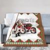 Red Truck Christmas Fleece Throw Blanket Nordic Merry Christmas New Year Blanket for Home Outdoor Super Warm Plush Thin Quilt