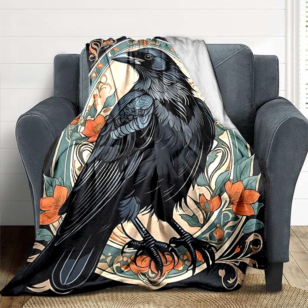 1PC Raven Ornament Blanket, Throw For Sofa, Bed, Travel, Printing Blanket With Soft And Warm Fabric yy250918141