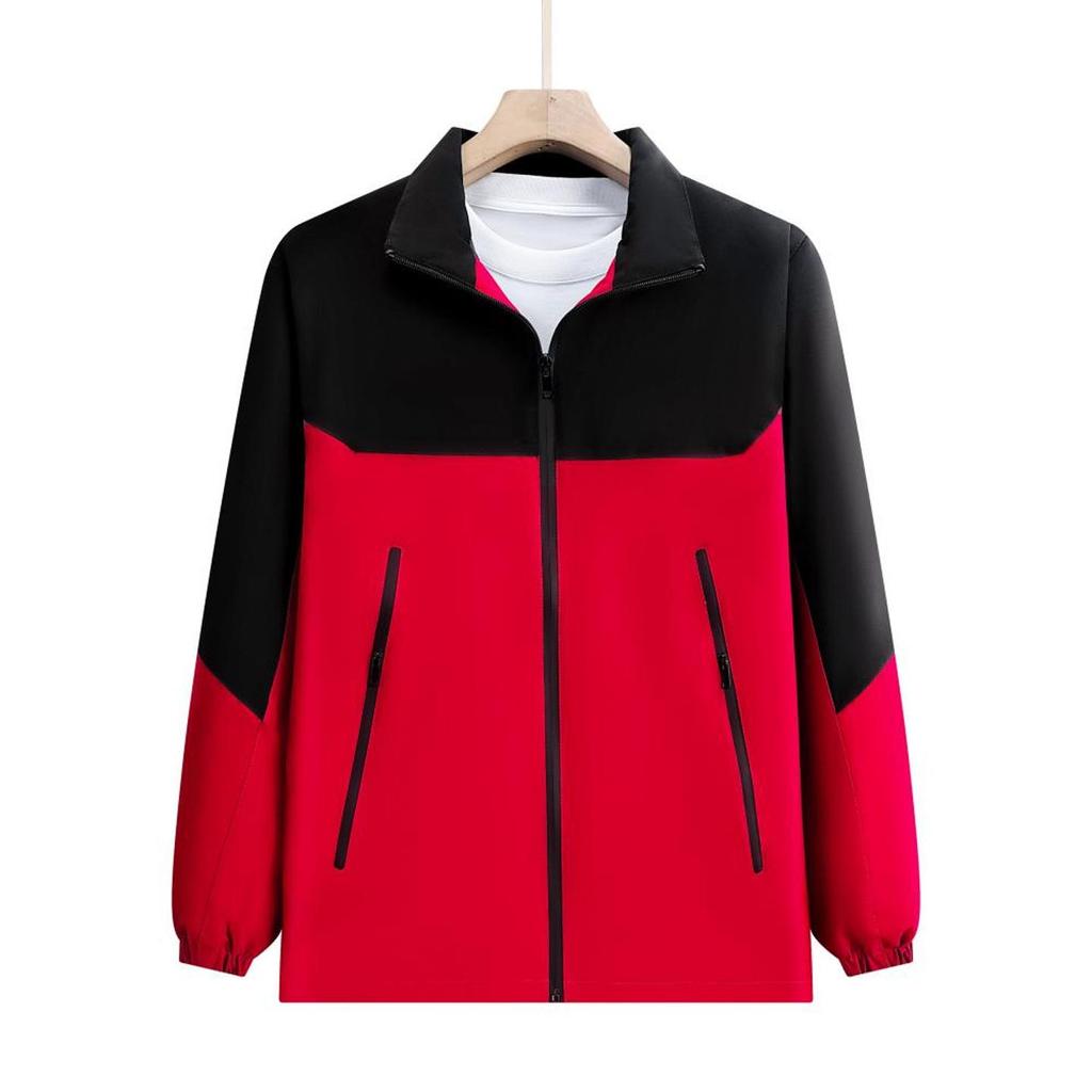 Unisex Farbblock Winddichte Wasserdichte Jacke mit Logo