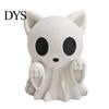 Cute Dark Style Ornament Halloween Ghost Cat Statue, 3D Printed Ornament, White Unique Party Prop Figurine for Home Office Desk Decoration