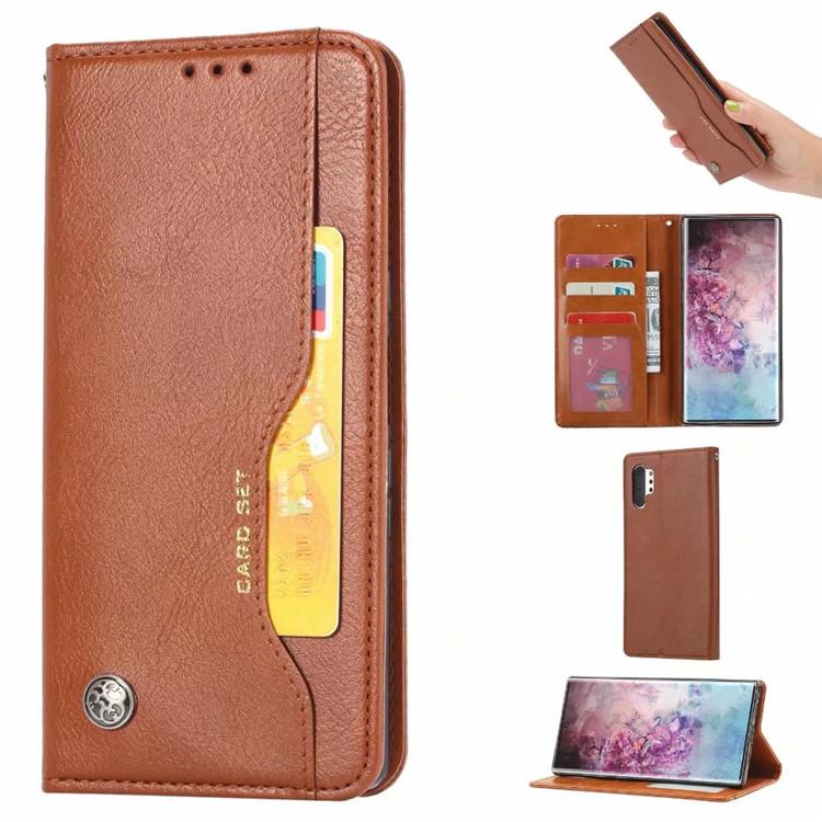 Applicable To Samsung Note10 + Mobile Phone Leather Case, Retro Leather Pattern Insert Card, Flip Wallet Type Mobile Phone Case