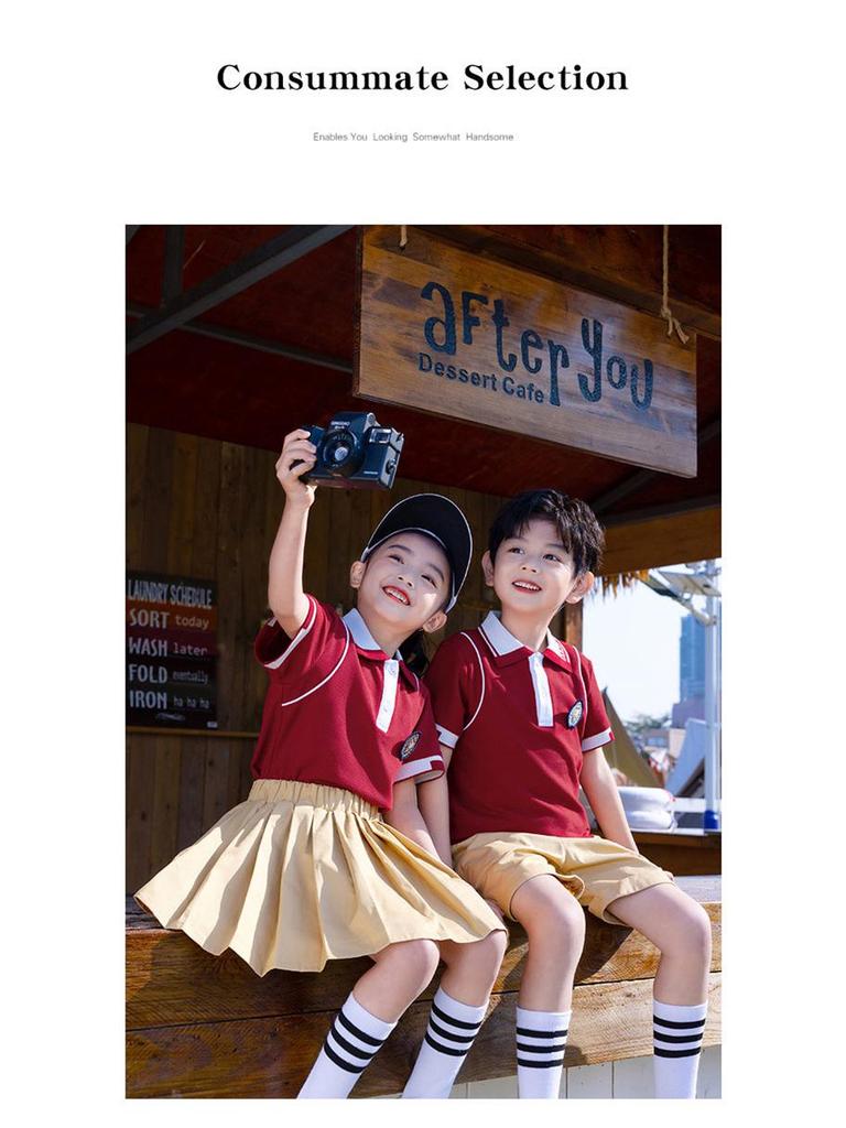 Girls' Kindergarten Spring & Autumn Academic-Style Three-Piece School Uniform Set