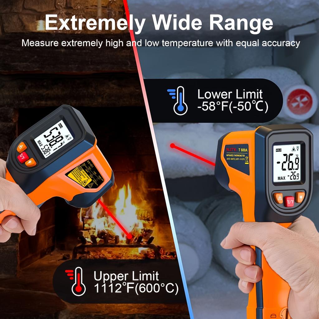 T600T600A Laser Temperature Gun Infrared Thermometer Sensor Handheld Non-contact IR LCD Industrial Pyrometer Digital 600 °C