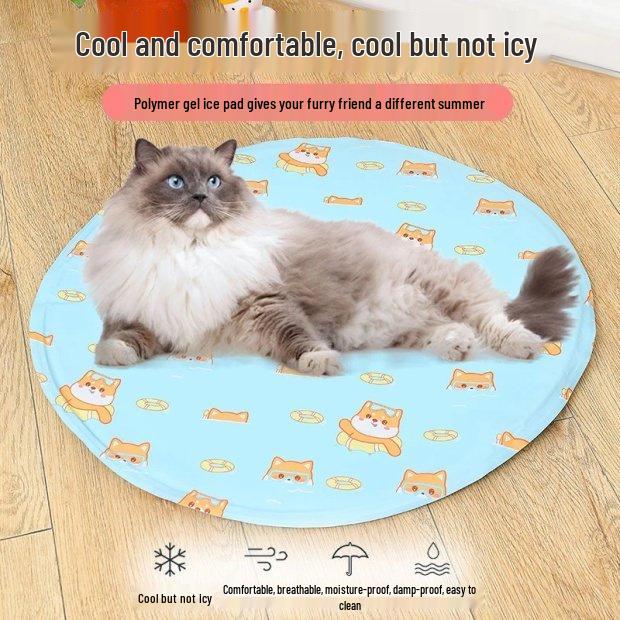 Tapis rafraîchissant en gel pour animaux de compagnie avec réduction nouveau client: Tapis de glace rond de dessin animé pour chats et chiens