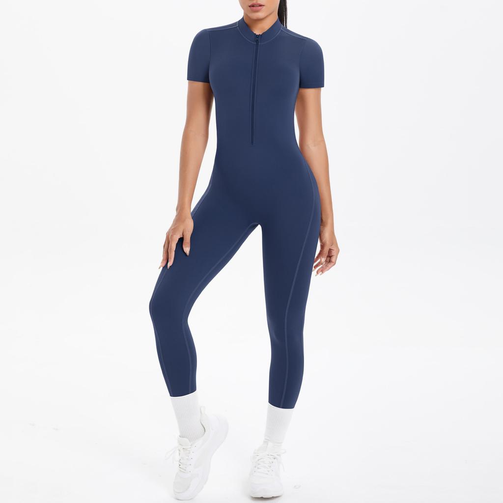 New Tight Fitting Backless Hollow Short Sleeved Pants Jumpsuit, Sports Running Fitness Jumpsuit, Yoga Suit