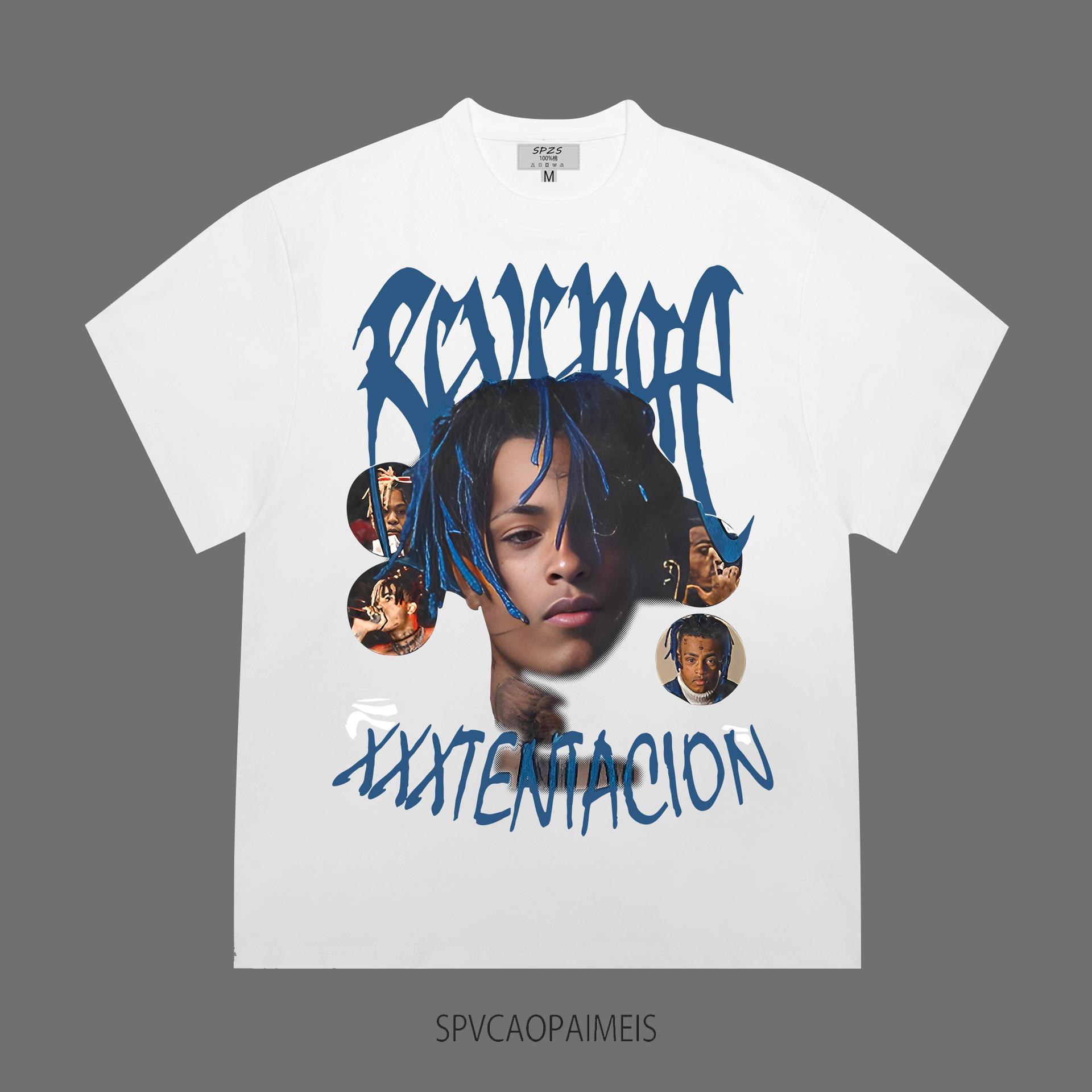 Tribute Xxxtentacion rap rap hip hop portrait hiphop vintage t-shirt tee short sleeve street loose S