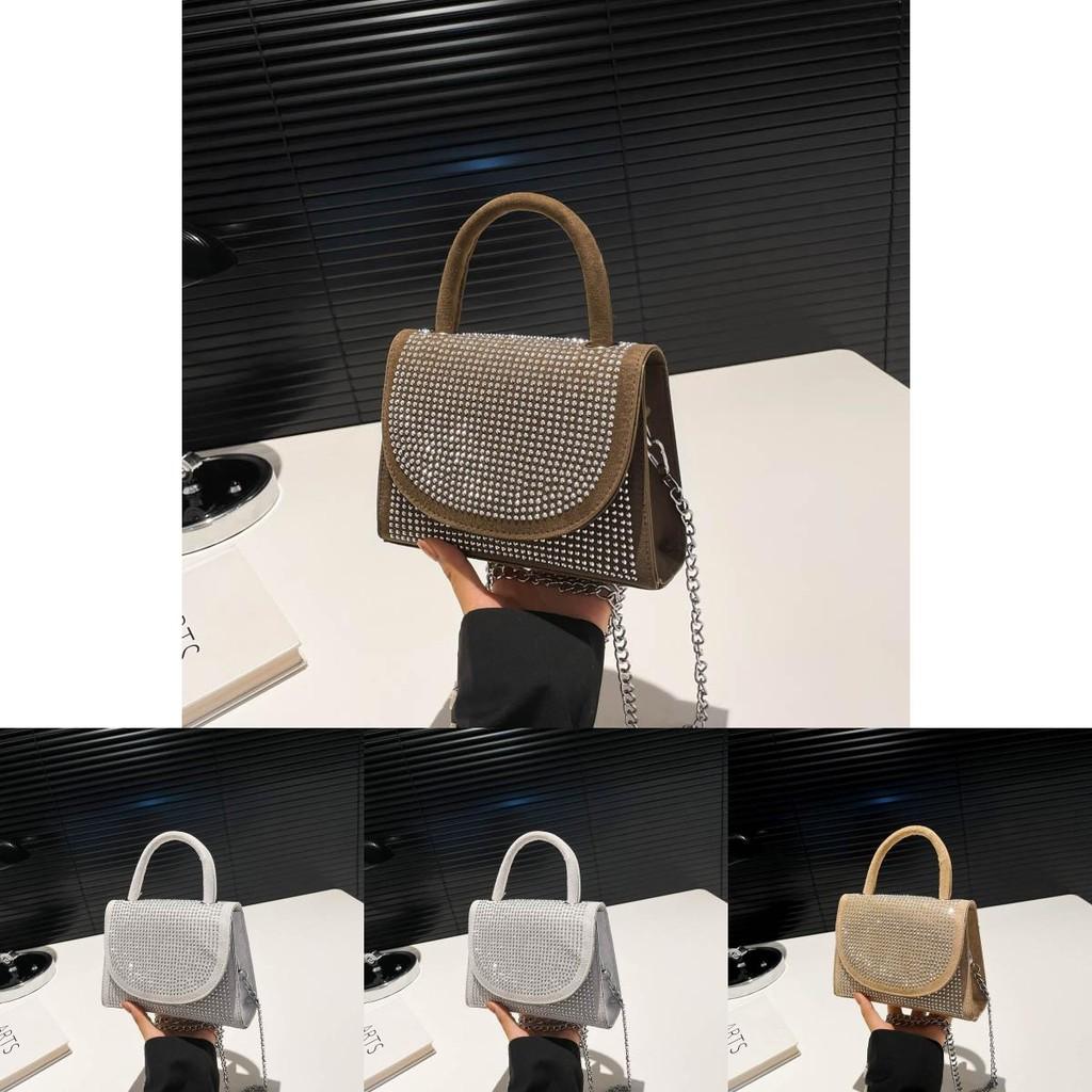 Korean Fashion Pu Rivets Small Square Bag With Stitching Detail And Interior Card Slot For Casual Outings