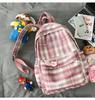 Schoolbag Autumn Fresh and Simple Plaid Schoolbag Female Korean Version Junior High School College Student Backpack Campus Versatile Casual Backpack