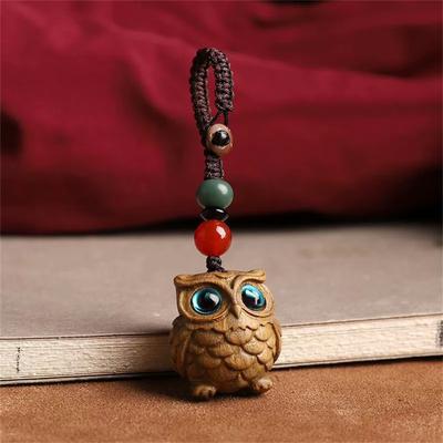 Sandelholz Eule Auto Schlüsselanhänger Anhänger Für Männer Und Frauen Paare, Schlüsselanhänger