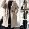 Cappotto Trench da Uomo Primaverile Autunnale con Cappuccio Largo Plus Giacca a Vento da Uomo Streetwear Cappotto con Cappuccio Tasche Grandi Antivento Lunghezza Media Tinta Unita per Uomo