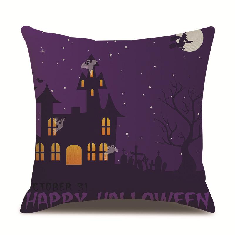 Halloween Linen Pillow Cover Printed Pillow Cover