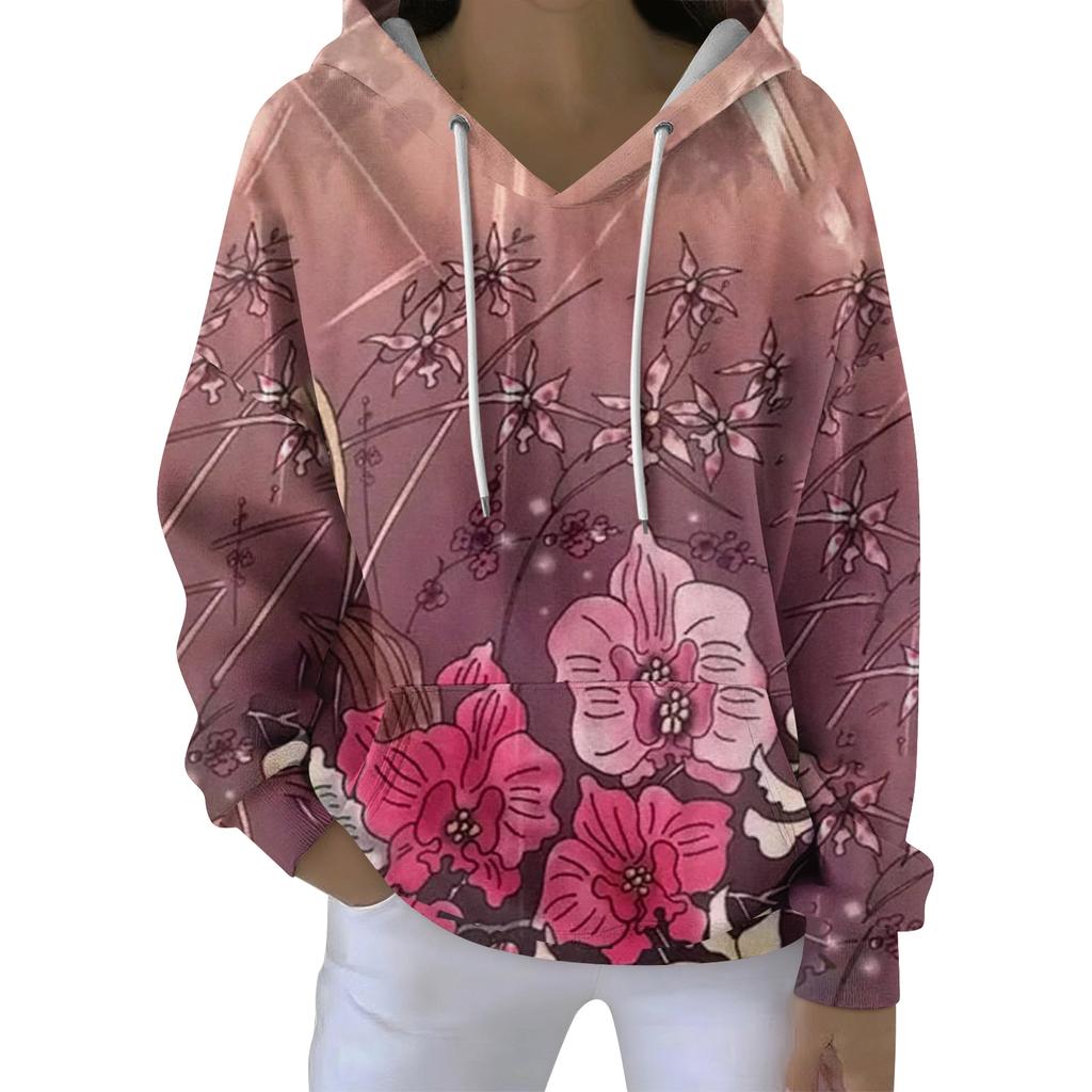 Women's Fall And Winter Printed Pullover Hooded Sweatshirt Long Sleeve Fashion Sweatshirt