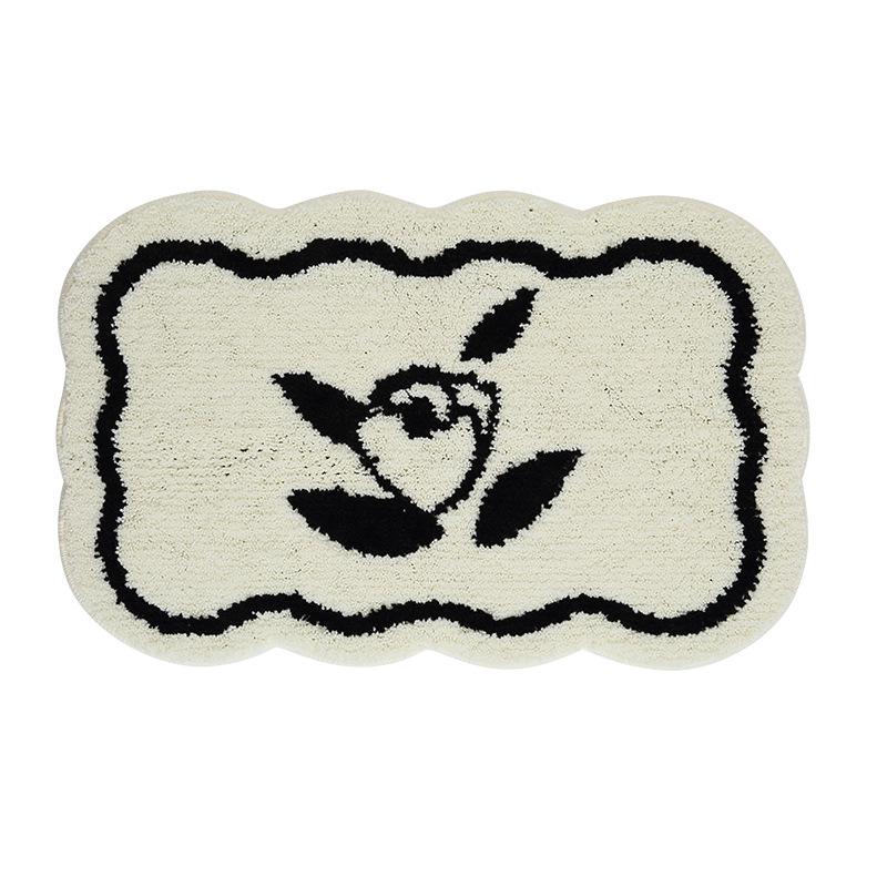 Patchwork Non-slip Bathroom Door Mat with Floral Design