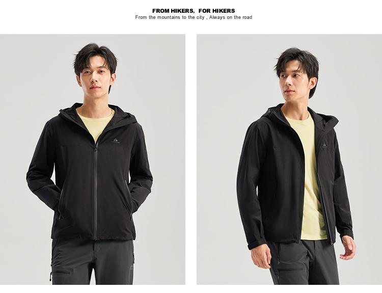 Outdoor sports men's spring and autumn hooded windproof breathable hiking and mountaineering comfortable casual sports jacket