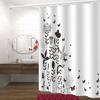 1pcs Modern Simple Silhouette Plant Flower Butterfly Shower Curtain, High-end Elegant Bathroom Curtain, Bathroom Decor