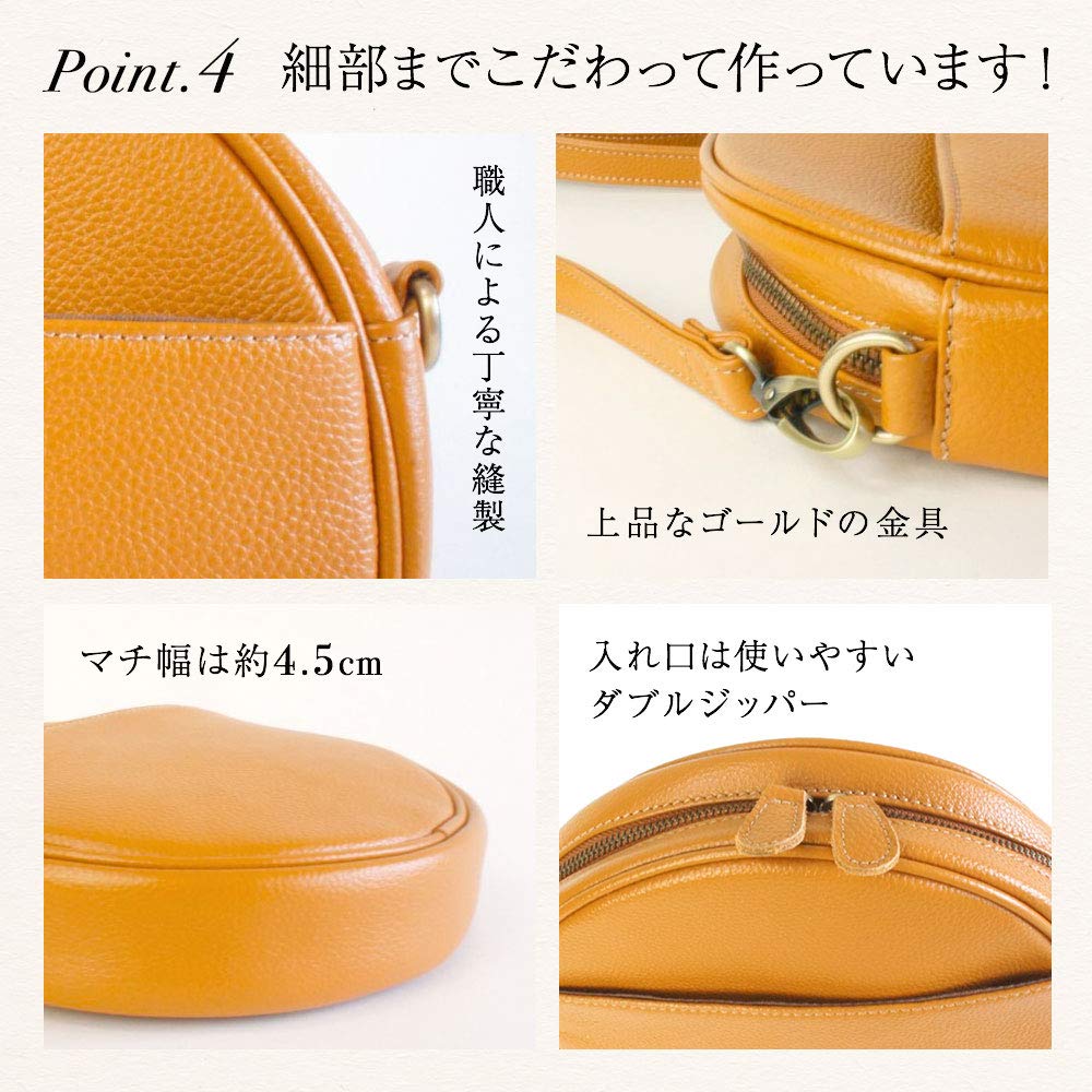 Genuine Leather Shoulder Bag Crossbody Circular Bag 2WAY Flavi Black [Notre Favorie] Women's