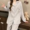 Girls Line Puppy Plaid Pajamas Women'S Cloud Cotton Thin Long Sleeve Suit Loungewear