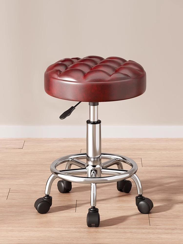 Modern Minimalist Beauty Stool, Adjustable Mobile Hairdressing Chair, Comfortable Cushioned Backrest Seat, Salon Barber Stool